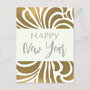 Swirling vintage Japanese -Happy New Year Holiday Postcard