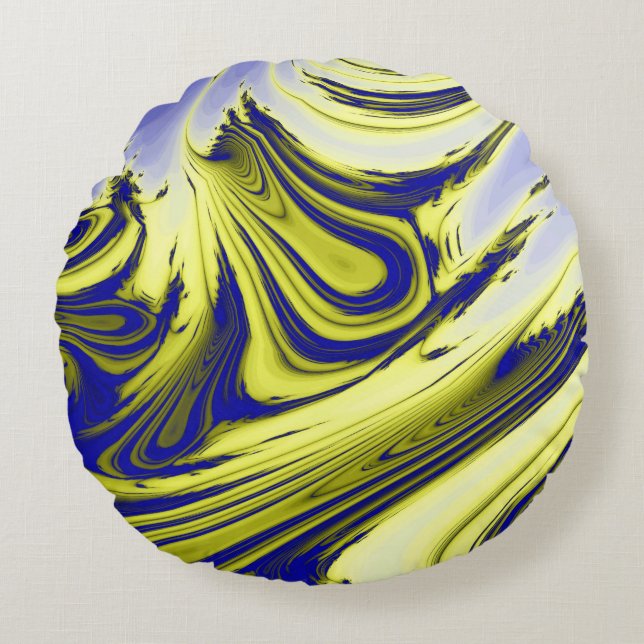 SWIRLING WATER ROUND CUSHION (Front)