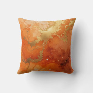 swirling watercolor gold burnt orange background cushion