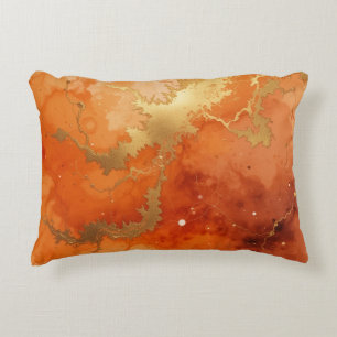 swirling watercolor gold burnt orange background decorative cushion