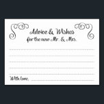 Swirls Advice and Wishes Wedding Cards<br><div class="desc">These darling advice and wishes cards will be the perfect addition to your wedding reception. The design features swirl corners and a casual script "Advice & Wishes for the new Mr and Mrs". The card has space available for guests to leave their well wishes and their name(s).</div>