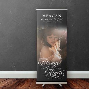 Swirls Always In Our Hearts Photo & Name Retractable Banner
