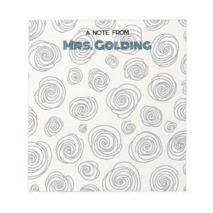 Swirls and Doodles Personalised Teacher Gift Notepad