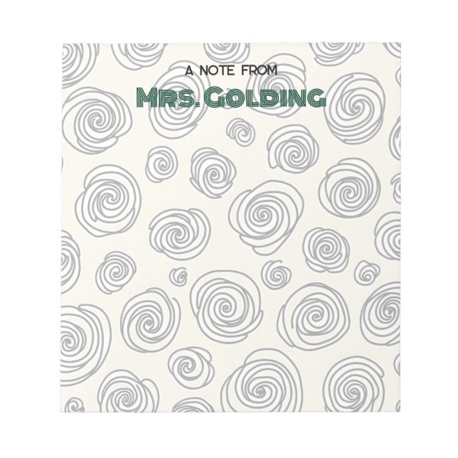 Swirls and Doodles Personalised Teacher Gift Notepad (Front)