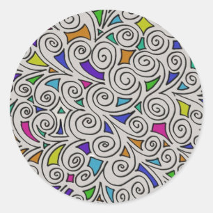 Swirls and Pieces Design Round Stickers