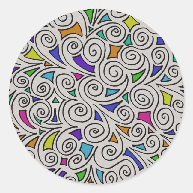 Swirls and Pieces Design Round Stickers (Front)