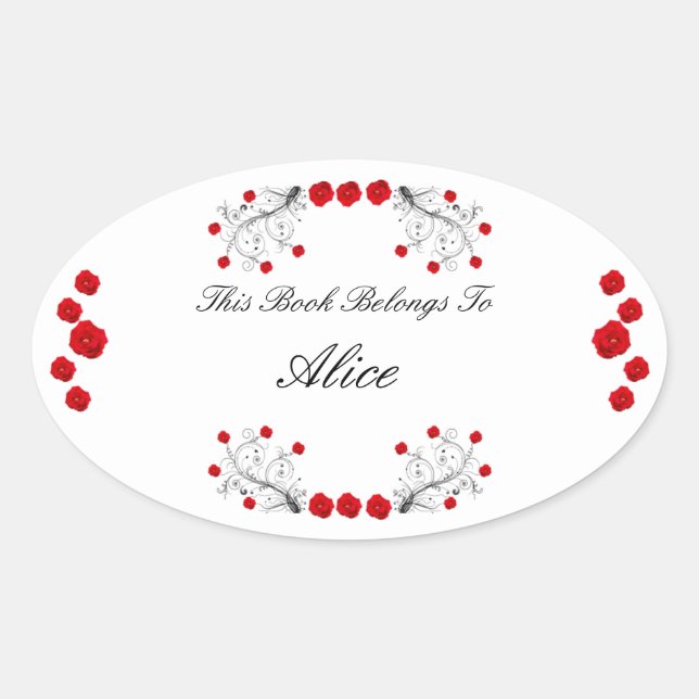 Swirls and Roses Oval Sticker (Front)