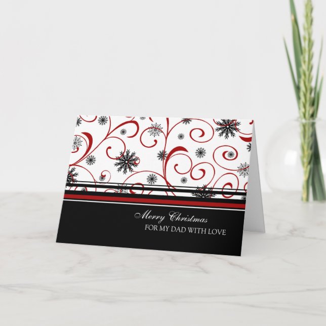 Swirls and Snowflakes Dad Merry Christmas Card (Front)