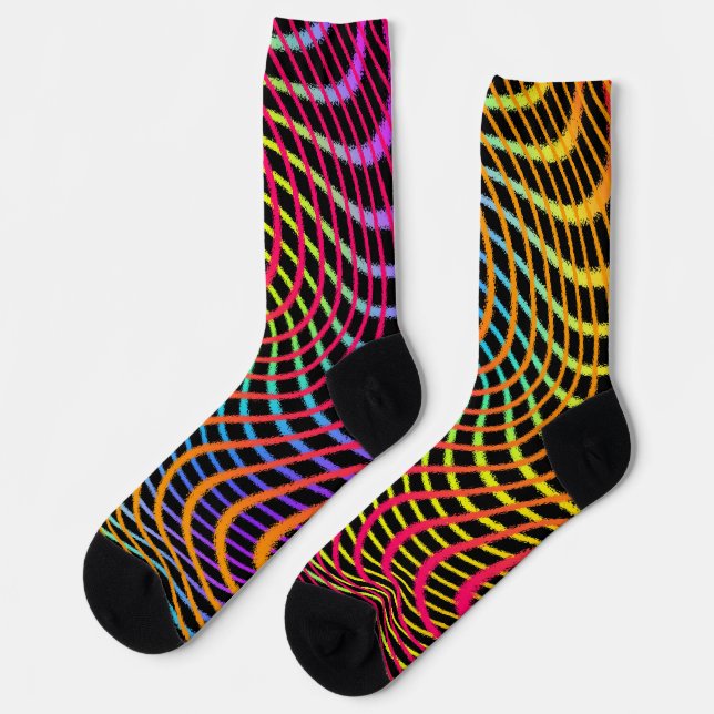 Swirls and Waves of Colour Crazy Cosy Neon Socks (Left)