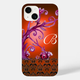 SWIRLS, BERRIES DAMASK MONOGRAM pink black  orange Case-Mate iPhone 14 Case