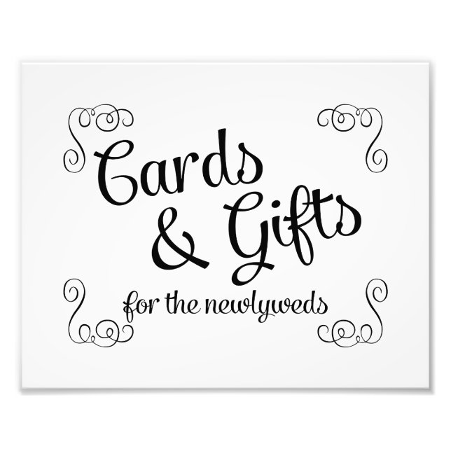 Swirls Cards and Gifts Wedding Sign Photo Print (Front)