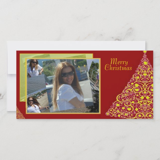Swirls Christmas Tree Photo Card (Front)