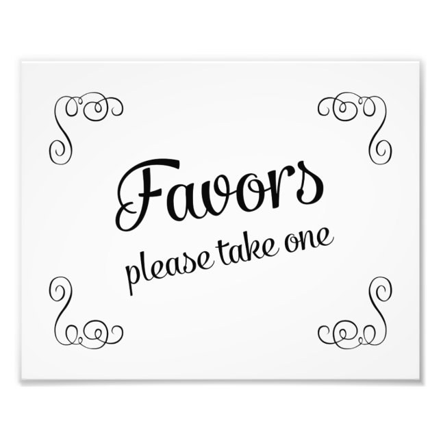 Swirls Favours Please Take One Wedding Sign (Front)