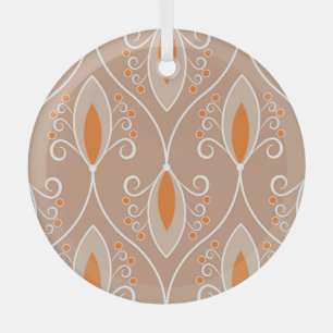 Swirls, geometric, vintage seamless pattern glass tree decoration