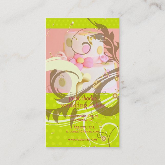 Swirls/gold sprinkles Cake/Bakery/pâtisserie Business Card (Front)