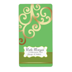 Swirls - Green Address labels