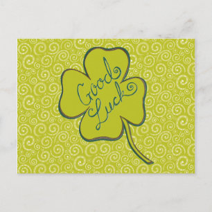 Swirls Happy Good Luck Shamrock Postcard