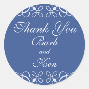 Swirls in Blue Thank You Sticker
