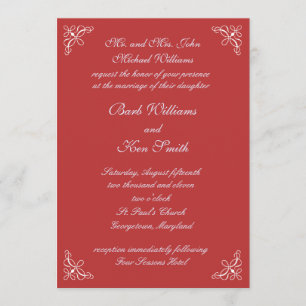 Swirls in Candy Red Wedding Invitation