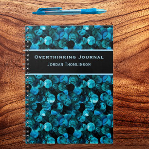 Swirls in Light Blue Aqua Teal and Black Stunning Notebook