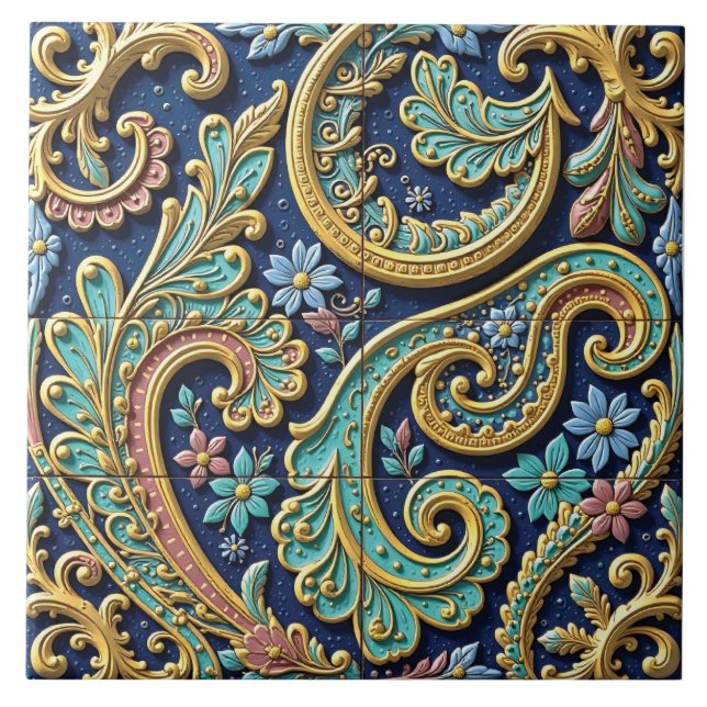 Swirls of a Paisley Dream Tile (Front)