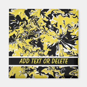 Swirls of Black, White and Yellow  Magnet