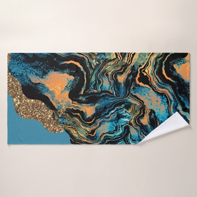 Swirls of Blue Orange Green Black Bath Towel (Bath Towel)