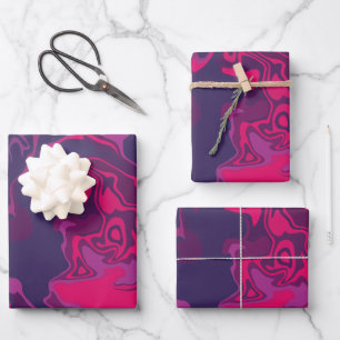 Swirls of Bright Pink, Dark Purple, & White  Wrapping Paper Sheet