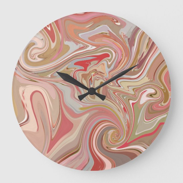 Swirls of Coral Large Clock (Front)