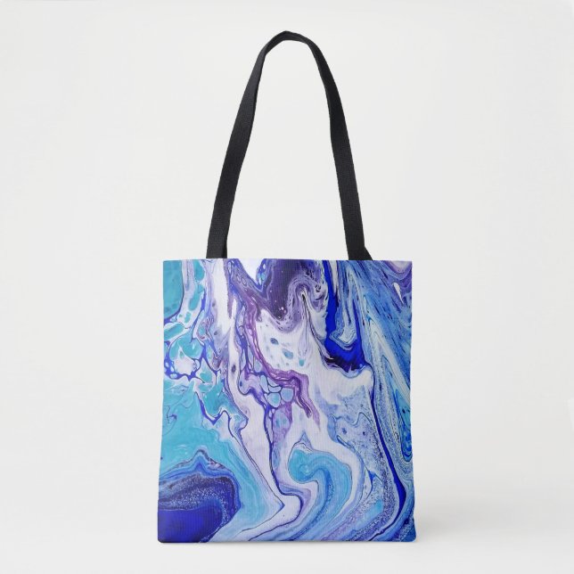 Swirls of Dynamic Blues on Tote (Front)