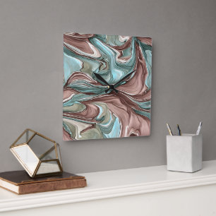 Swirls of Green Blue Mauve White Gold Wall Clock