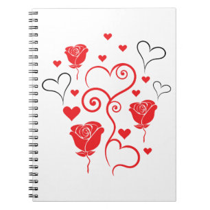 Swirls of Hearts and Roses Notebook