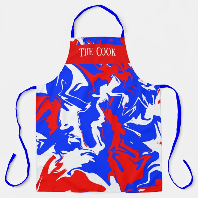 Swirls of Red, White and Blue Apron (Front)