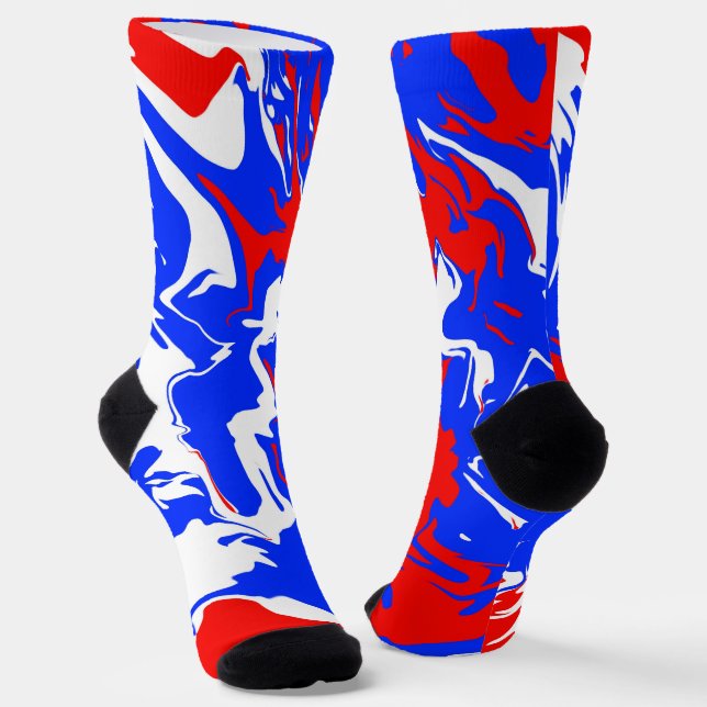 Swirls of Red, White and Blue Socks (Angled)