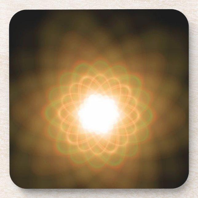 Swirls of Yellow Light on Black Coaster (Front)