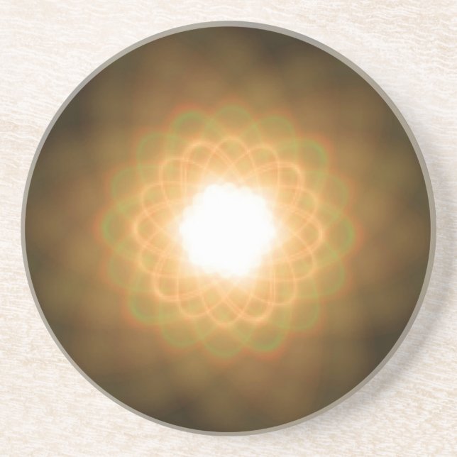 Swirls of Yellow Light on Black Coaster (Front)