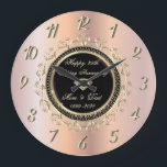 Swirls Ornaments Rose Gold 50 Wedding Anniversary Large Clock<br><div class="desc">Elegant gold swirls wedding anniversary clock.</div>