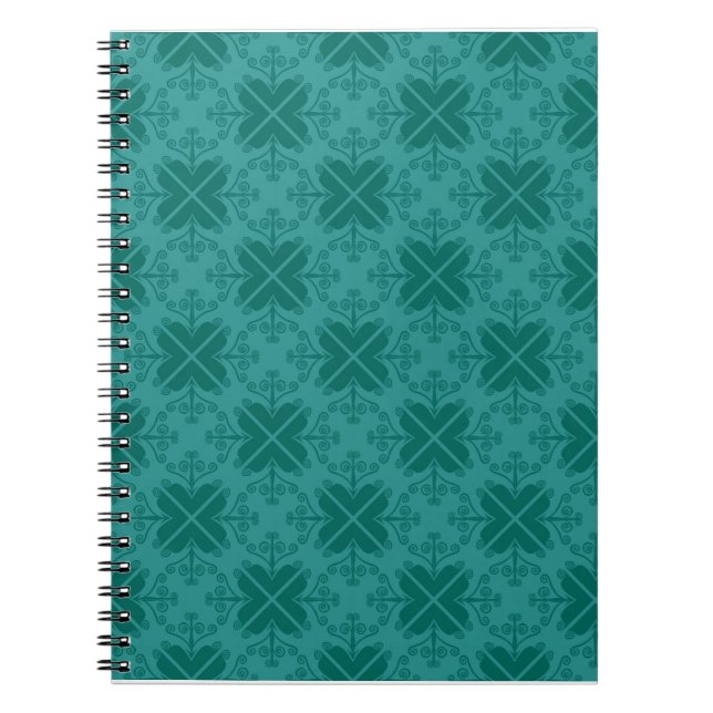 Swirls Pattern Spiral Notebook:Green Notebook (Front)