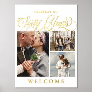Swirls & Photos 60th Wedding Anniversary Welcome Foil Prints