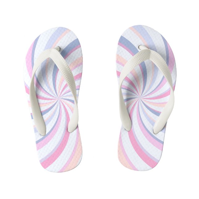 Swirls Pink Blue Peach Kid's Flip Flops (Footbed)