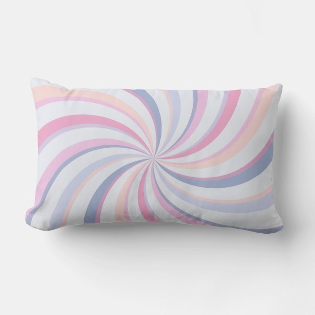 Swirls Pink Blue Peach Lumbar Cushion (Front)