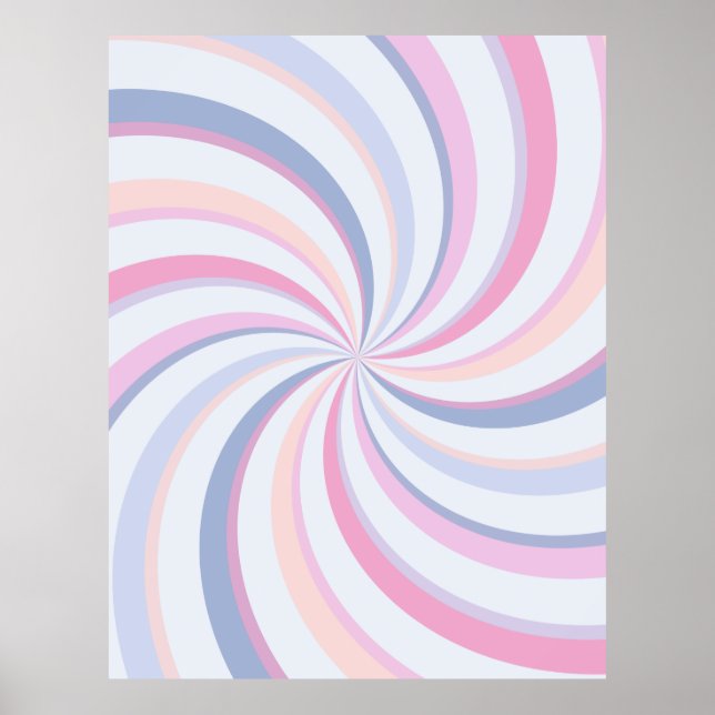 Swirls Pink Blue Peach Poster (Front)