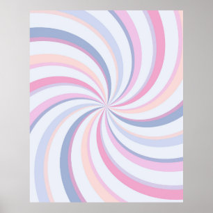 Swirls Pink Blue Peach Poster