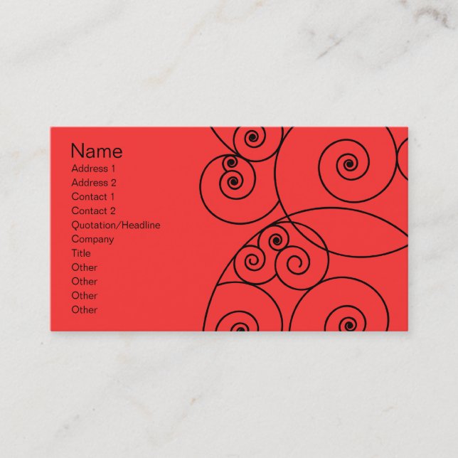 Swirls - Red Business Card (Front)