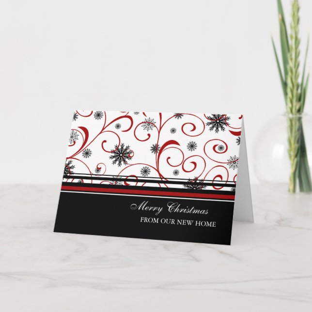 Swirls & Snow New Address Christmas Card (Front)