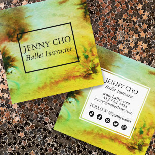 Swirls & Splashes Watercolor Abstract Colorful Square Business Card