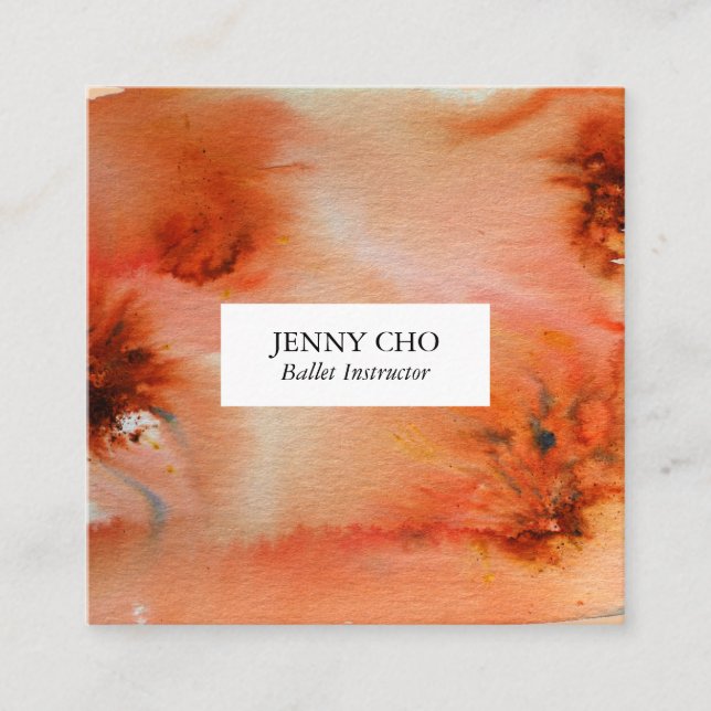 Swirls & splashes watercolor business card square (Front)