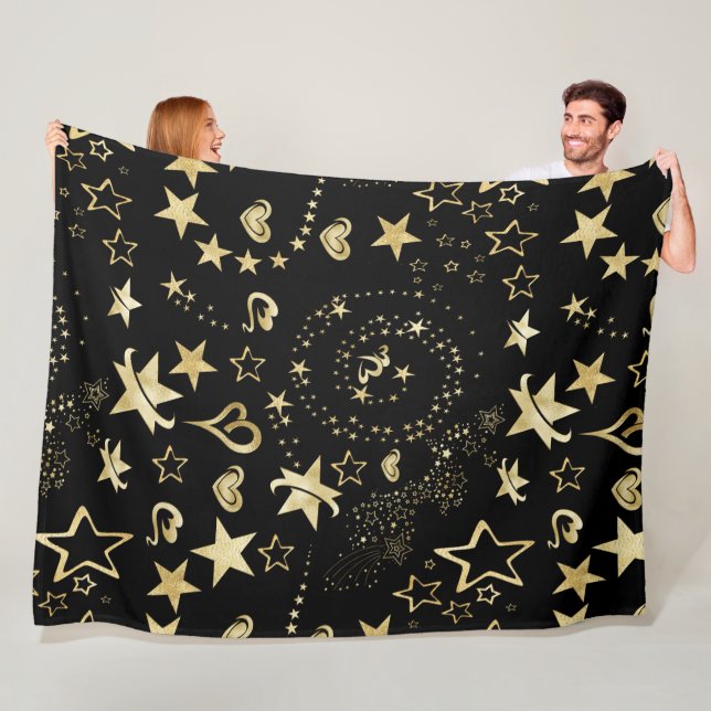 Swirls Stars &Hearts  Fleece Blanket (In Situ)