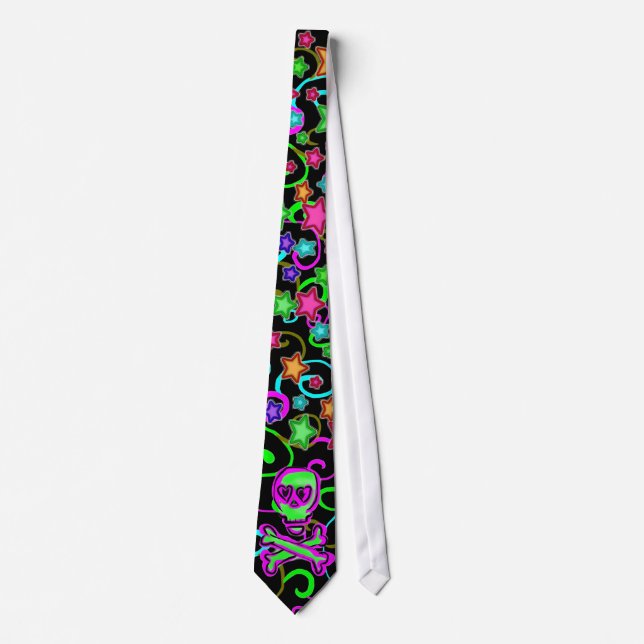 Swirls Stars Skull Crossbone Tie (Front)