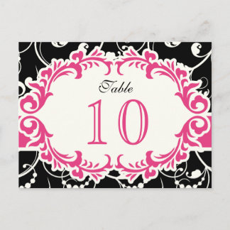 Swirls Table Number Postcard (Fushia Frame)